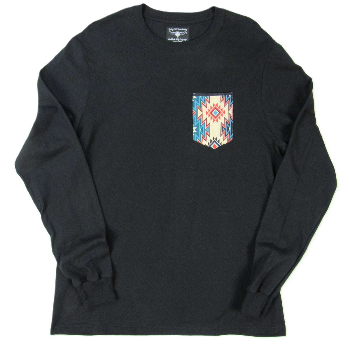 Flying R Ranchwear - Black with Southwest Print - Long Sleeve - Pocket T-shirt - Made in USA