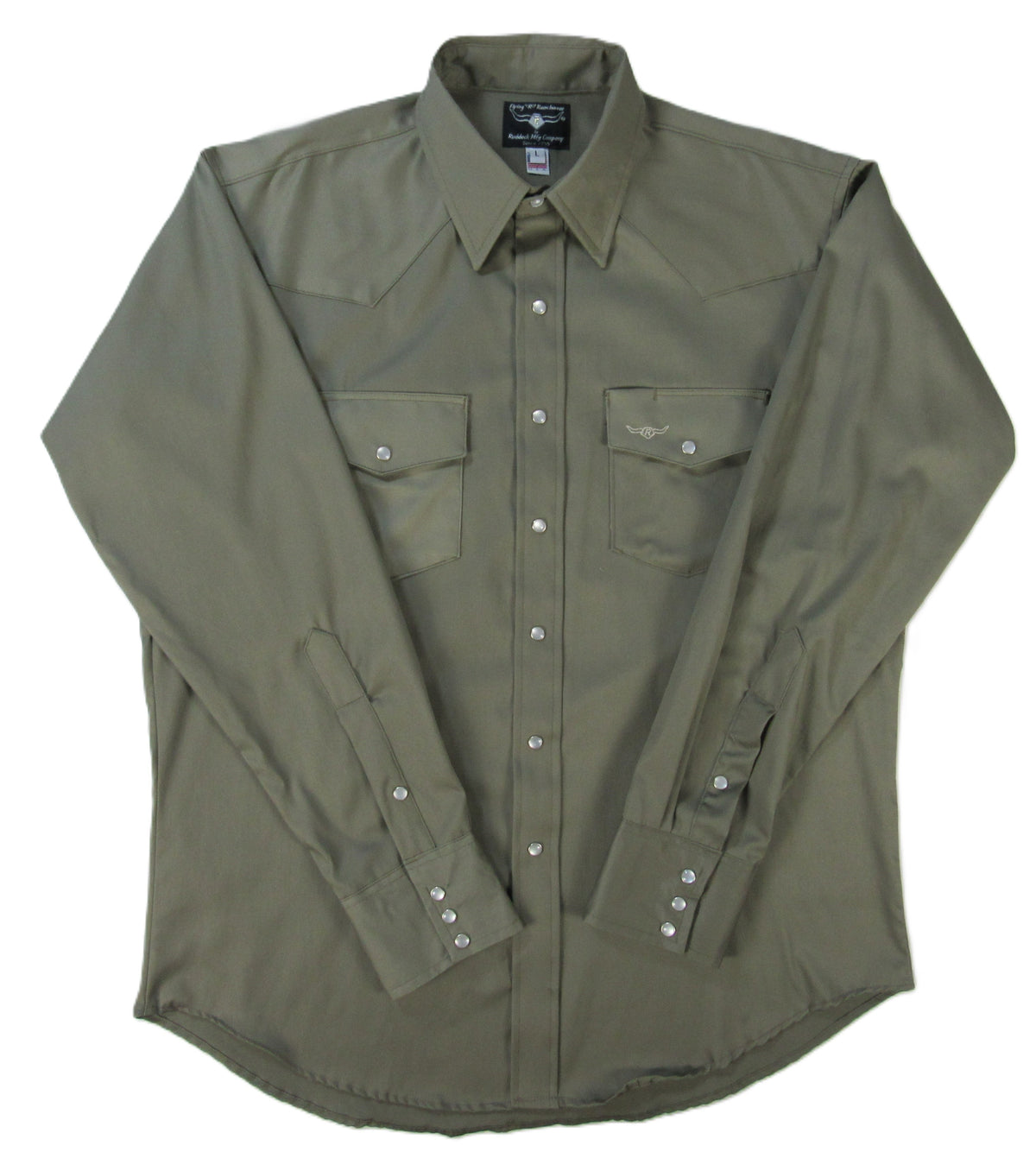 Flying R Ranchwear - Prairie Twill Solid - Safari Green - Long Sleeve - Snaps - Classic Fit