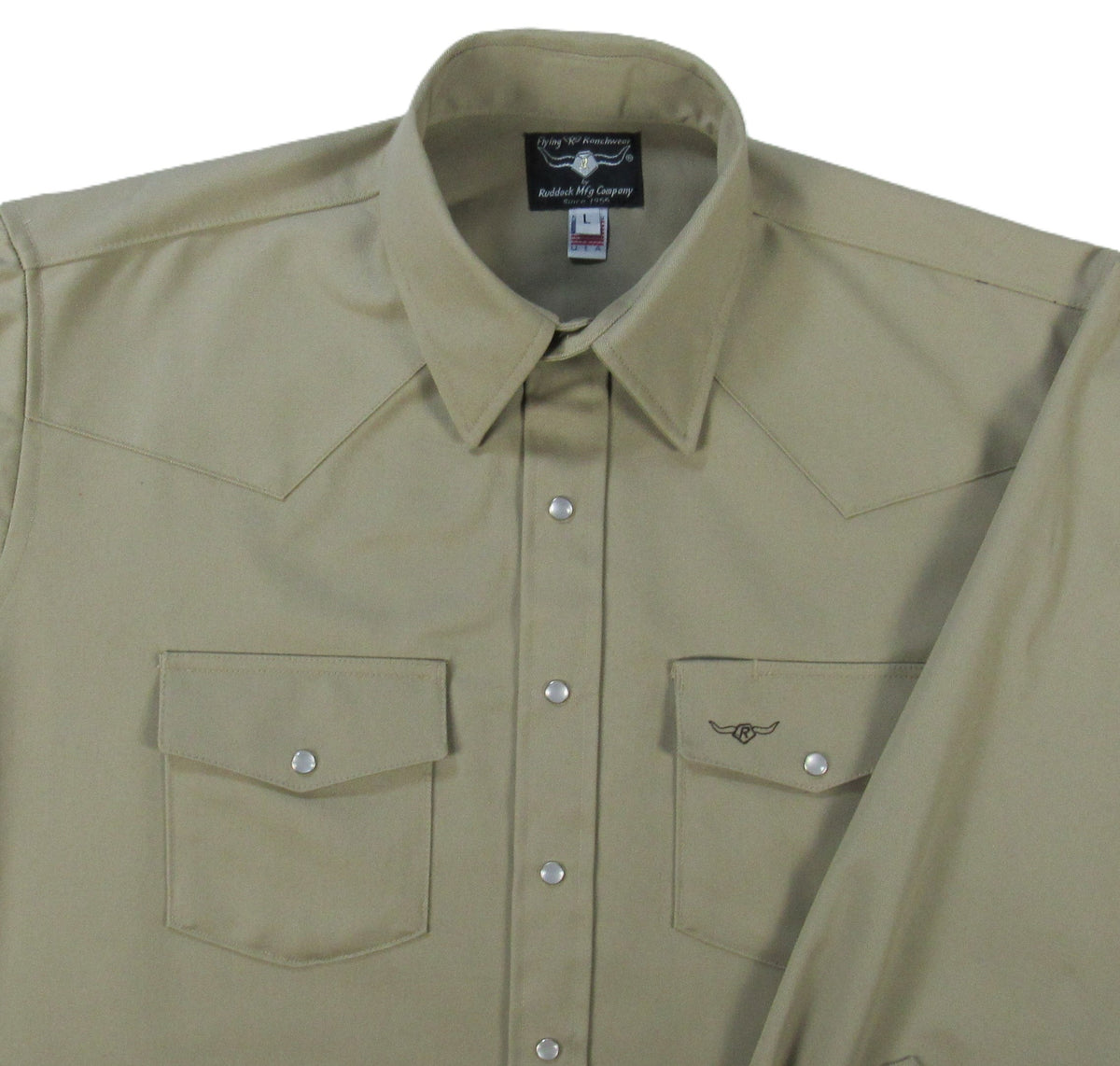 Flying R Ranchwear - Prairie Twill Solid - Khaki - Long Sleeve - Snaps - Classic Fit