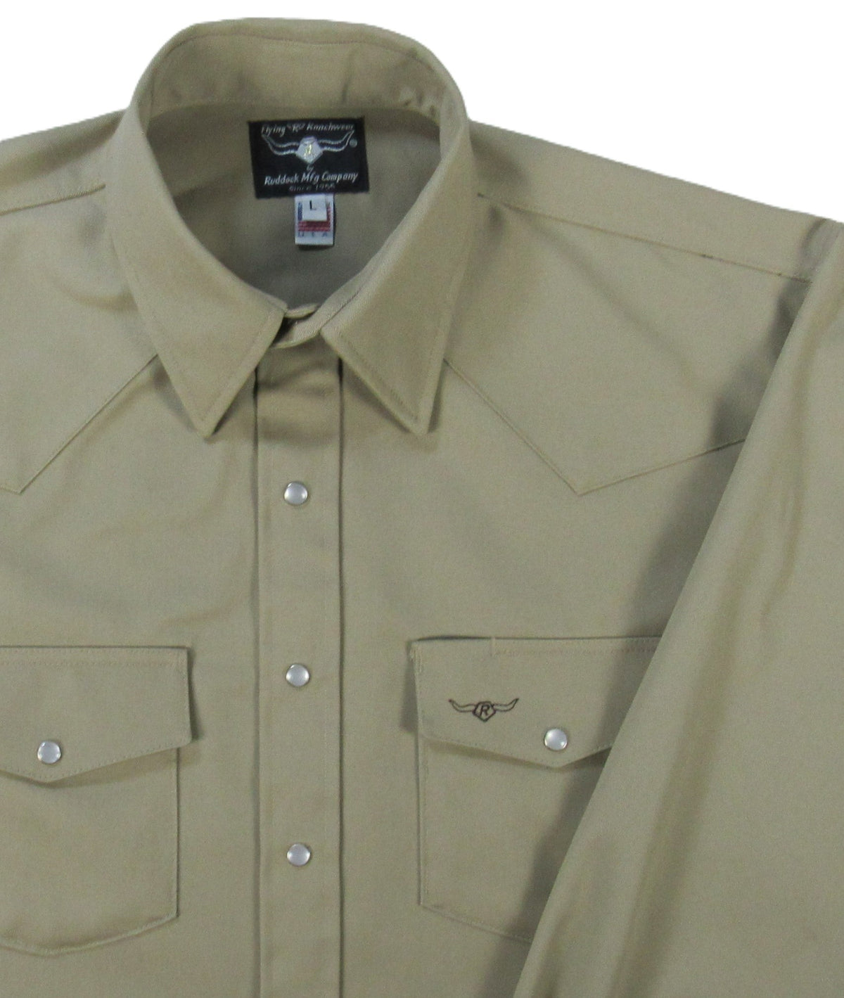 Flying R Ranchwear - Prairie Twill Solid - Khaki - Long Sleeve - Snaps - Classic Fit