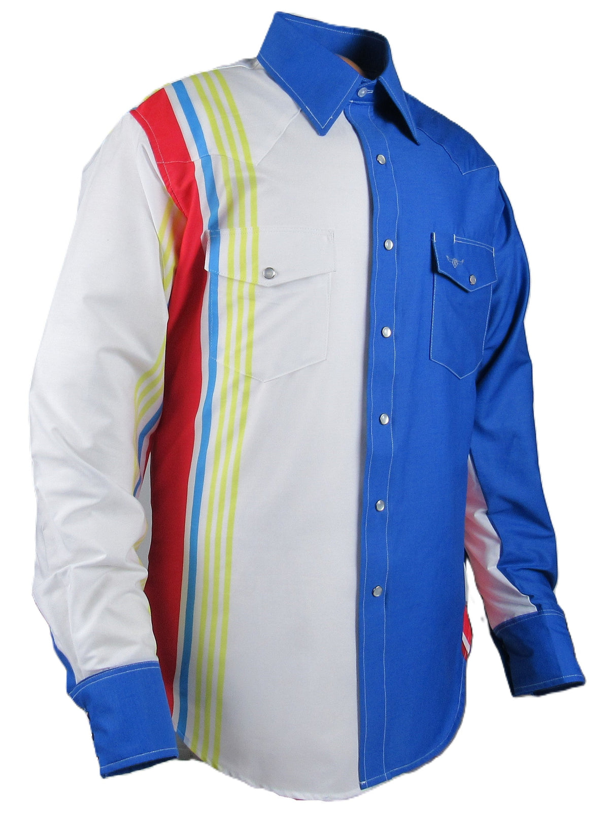 Flying R Ranchwear - Cantina Collection - Royal Retro Stripe - Long Sleeve - Classic Fit