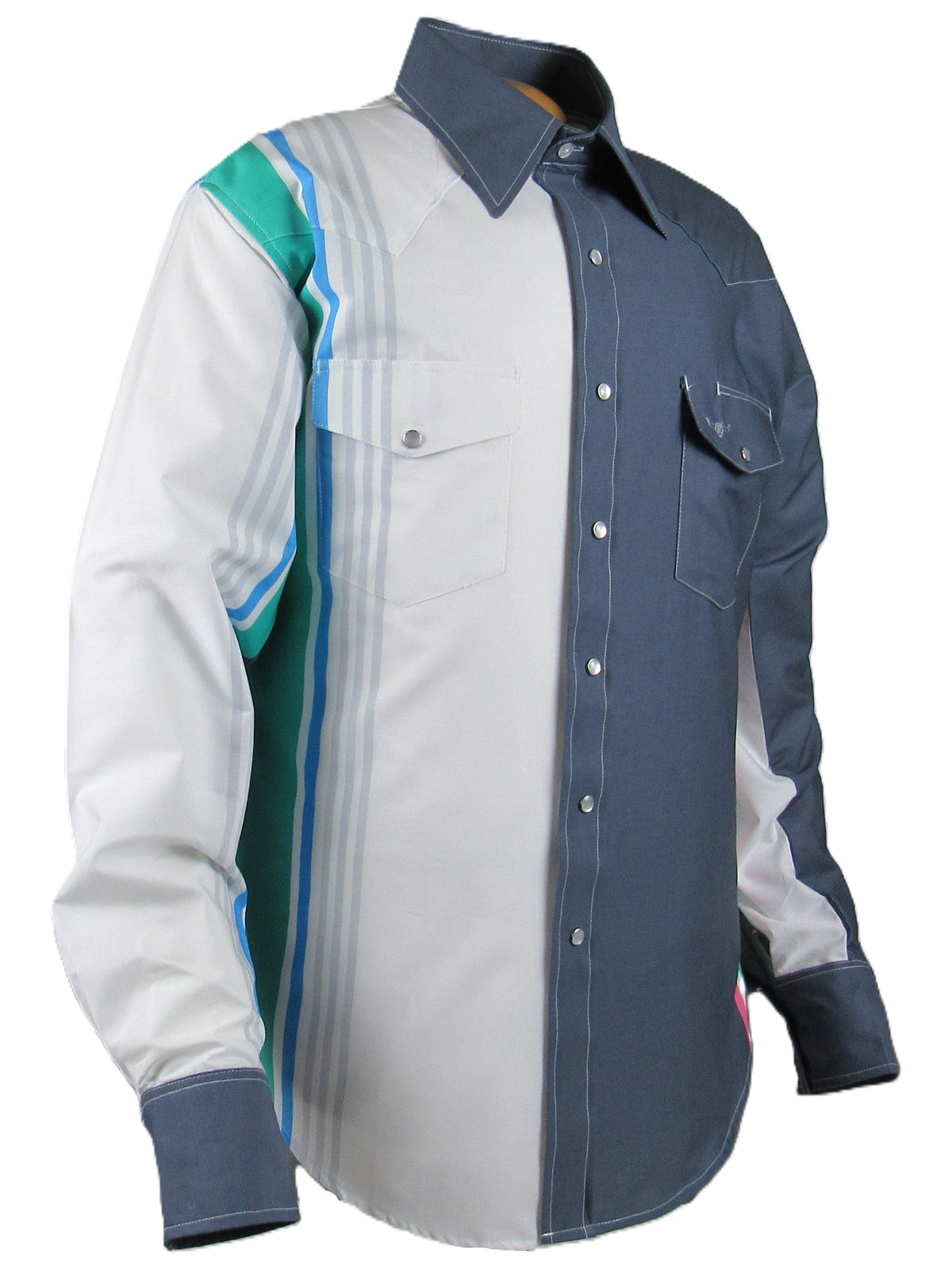 Flying R Ranchwear - Cantina Collection - Gray Retro Stripe - Long Sleeve - Classic Fit