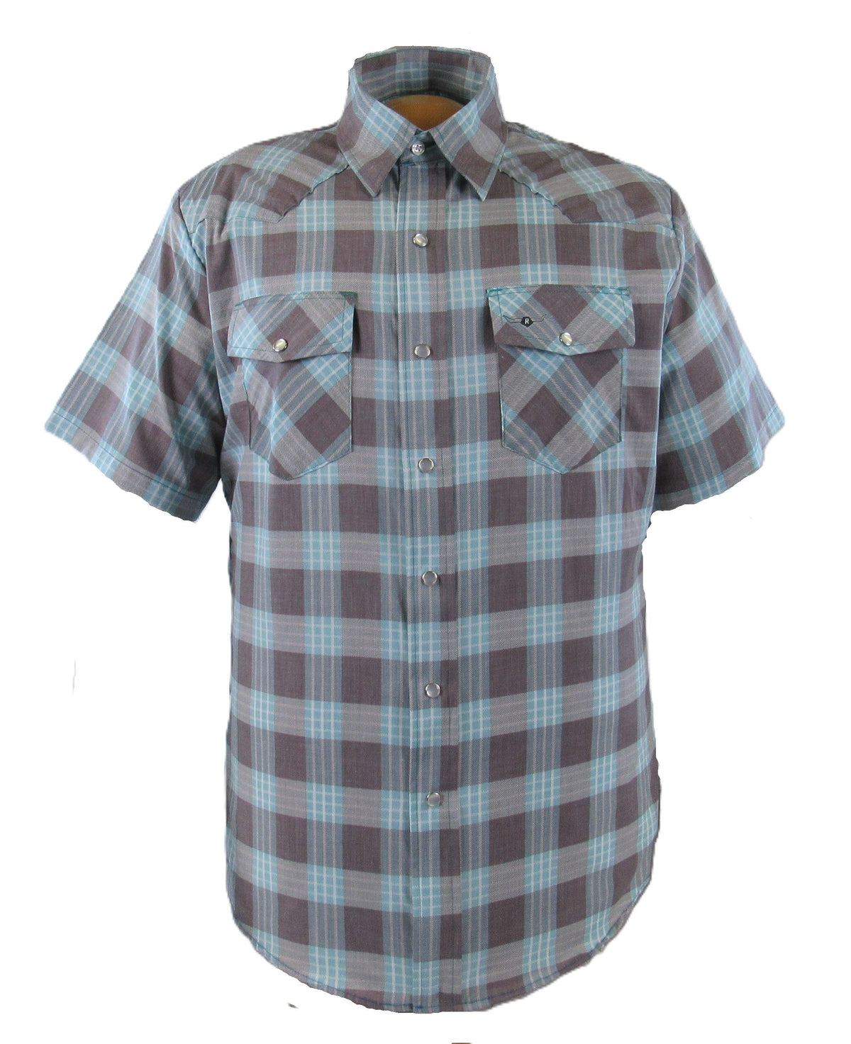 Feather Plaids - Brown & Turquoise - Short Sleeve - Casual Fit