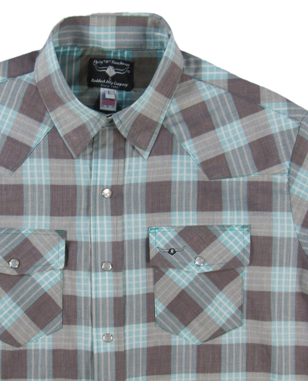 Feather Plaids - Brown & Turquoise - Short Sleeve - Casual Fit
