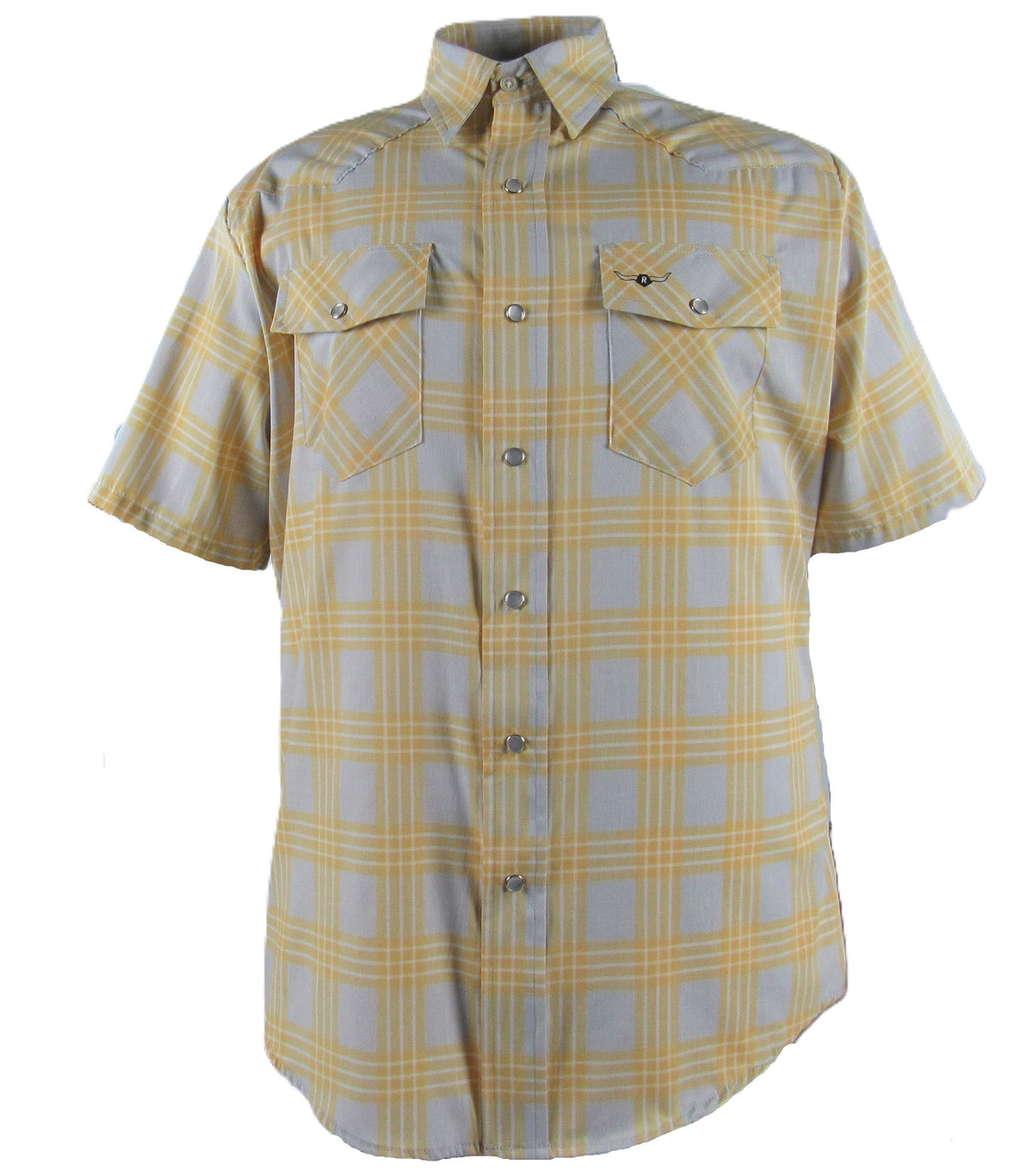 Feather Plaids - Gray & Yellow - Short Sleeve - Casual Fit