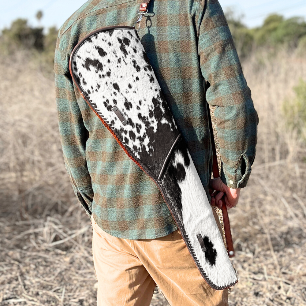 Cowhide Leather Rifle Scabbard / Shotgun Sleeve - Speckled Black