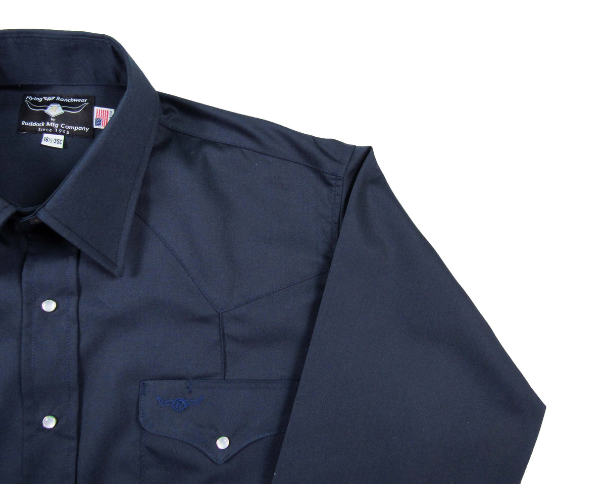 Rancher Crease - Navy Blue - Long Sleeve - Snaps