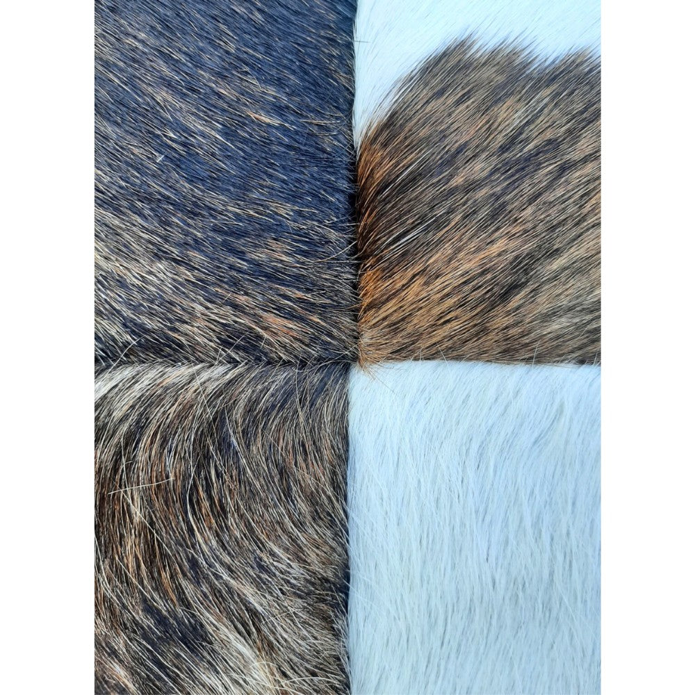 Genuine Cowhide Patchwork Pillow – Double-Sided Hair-on-Hide, 16×16