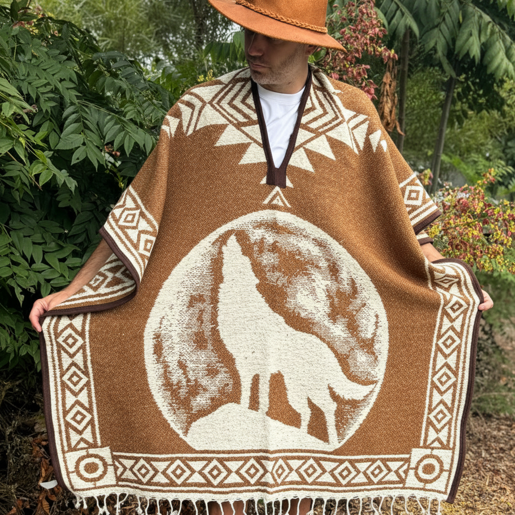 Mexican Poncho Authentic Pullover - Coyote