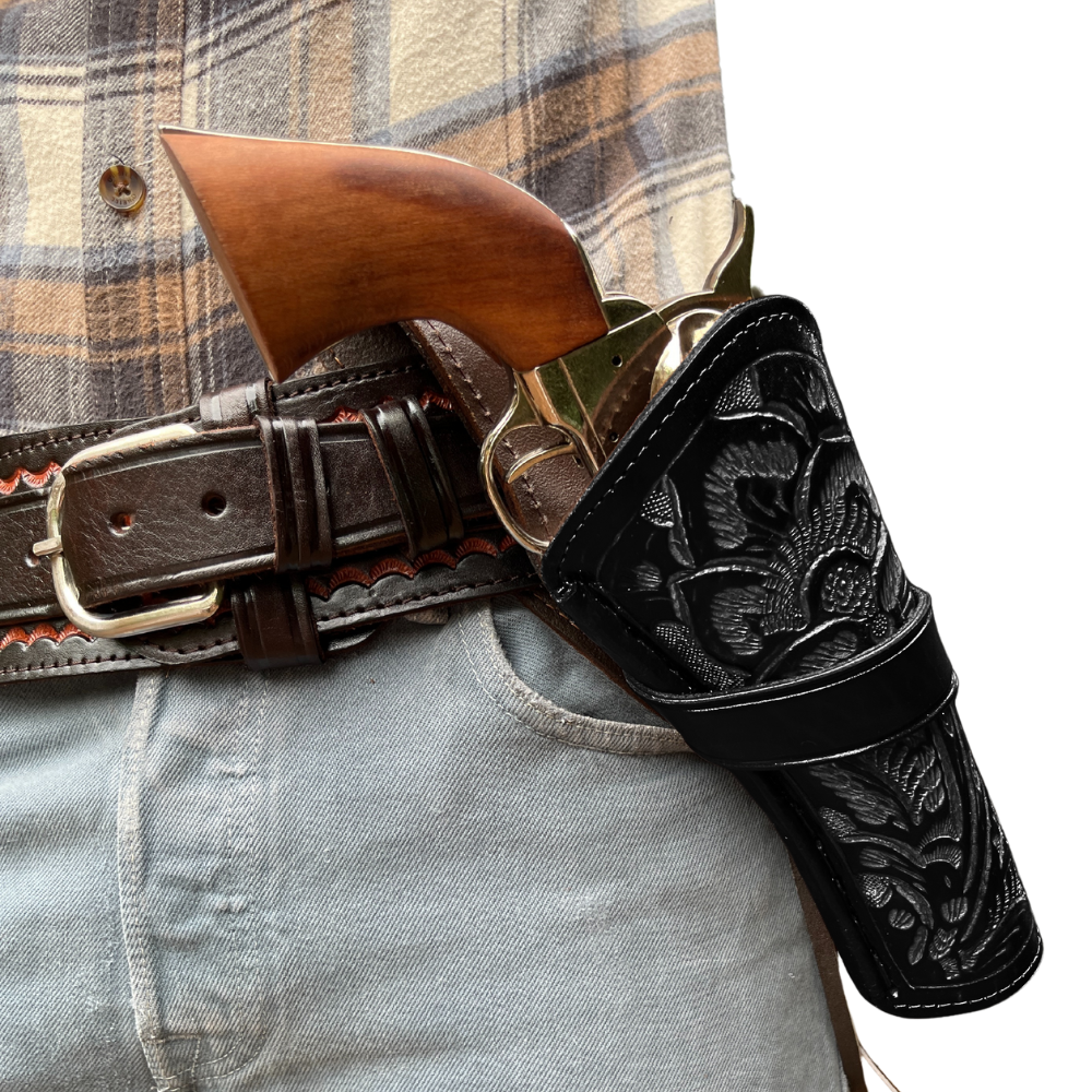 Cross Draw Single Leather Holster - Black