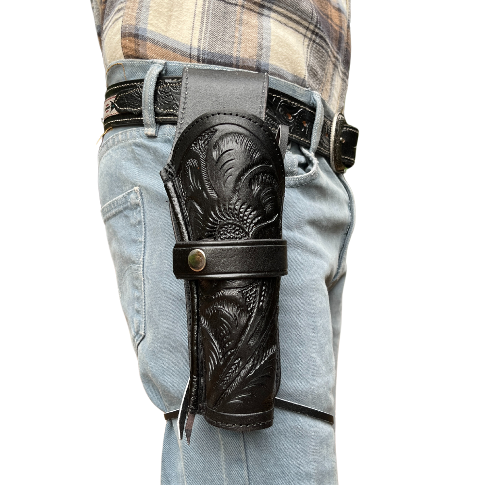 Belt Draw Single Leather Holster - Black