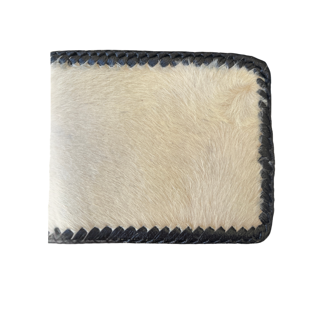 Cowhide Fur-on Leather Wallet | White | ID Sleeve