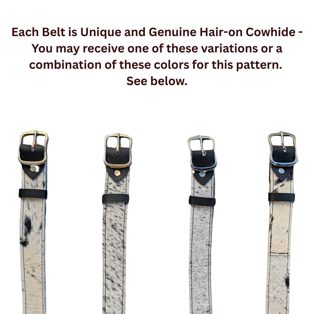 Hair-On Cowhide Belt – Genuine Leather with Natural Black & White Hide Pattern