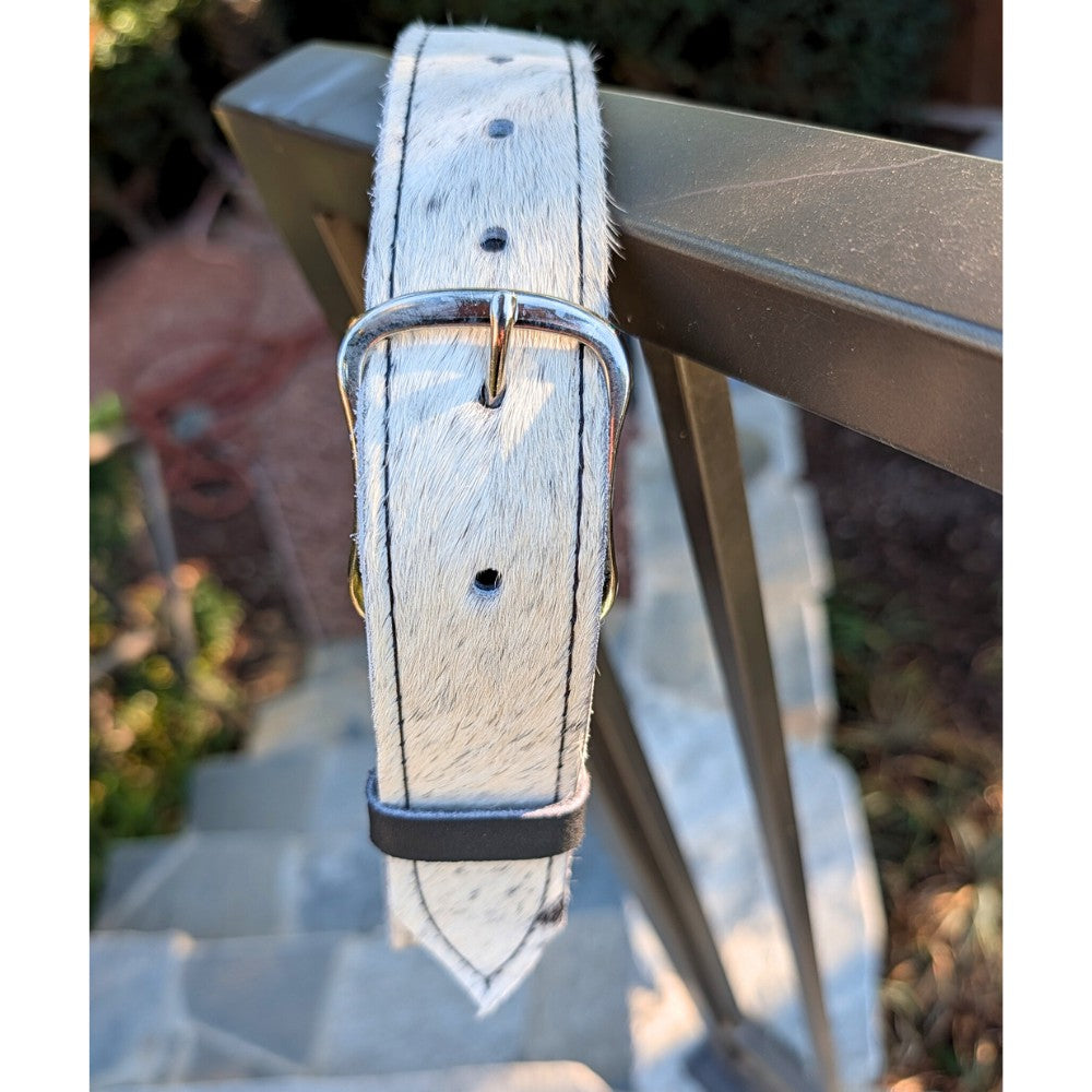 Hair-On Cowhide Belt – Genuine Leather with Natural Black & White Hide Pattern