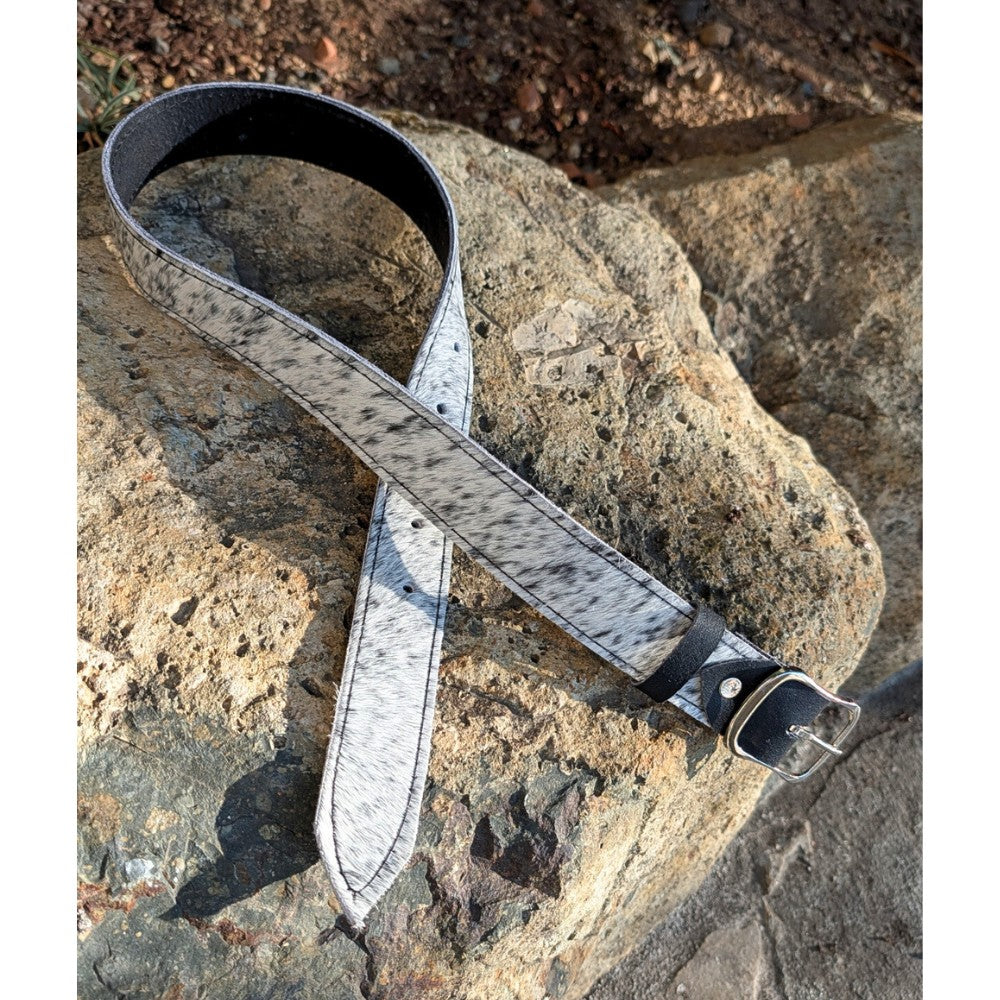 Hair-On Cowhide Belt – Genuine Leather with Natural Black & White Hide Pattern
