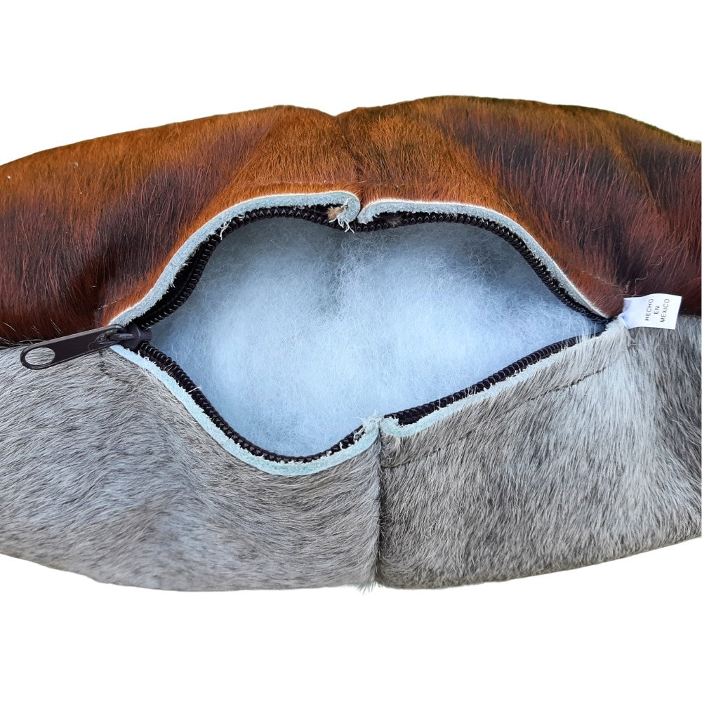 Genuine Cowhide Patchwork Pillow – Double-Sided Hair-on-Hide, 16×16