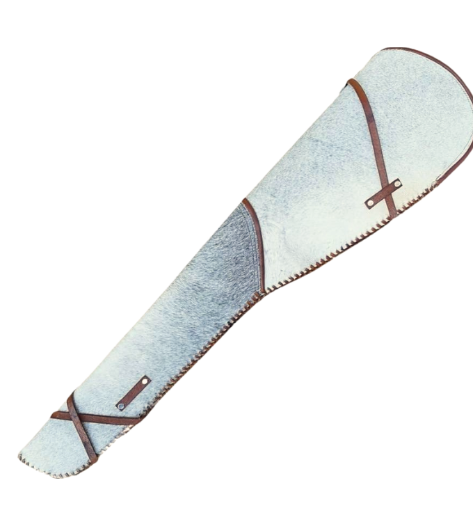 Cowhide Leather Rifle Scabbard / Shotgun Sleeve - Grey Solid