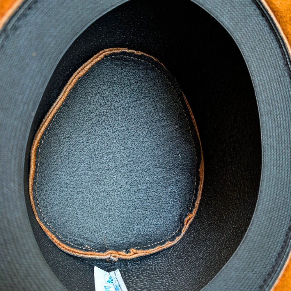 Rancher’s Brown Leather Cowboy Hat – Wide Brim, Braided Hatband