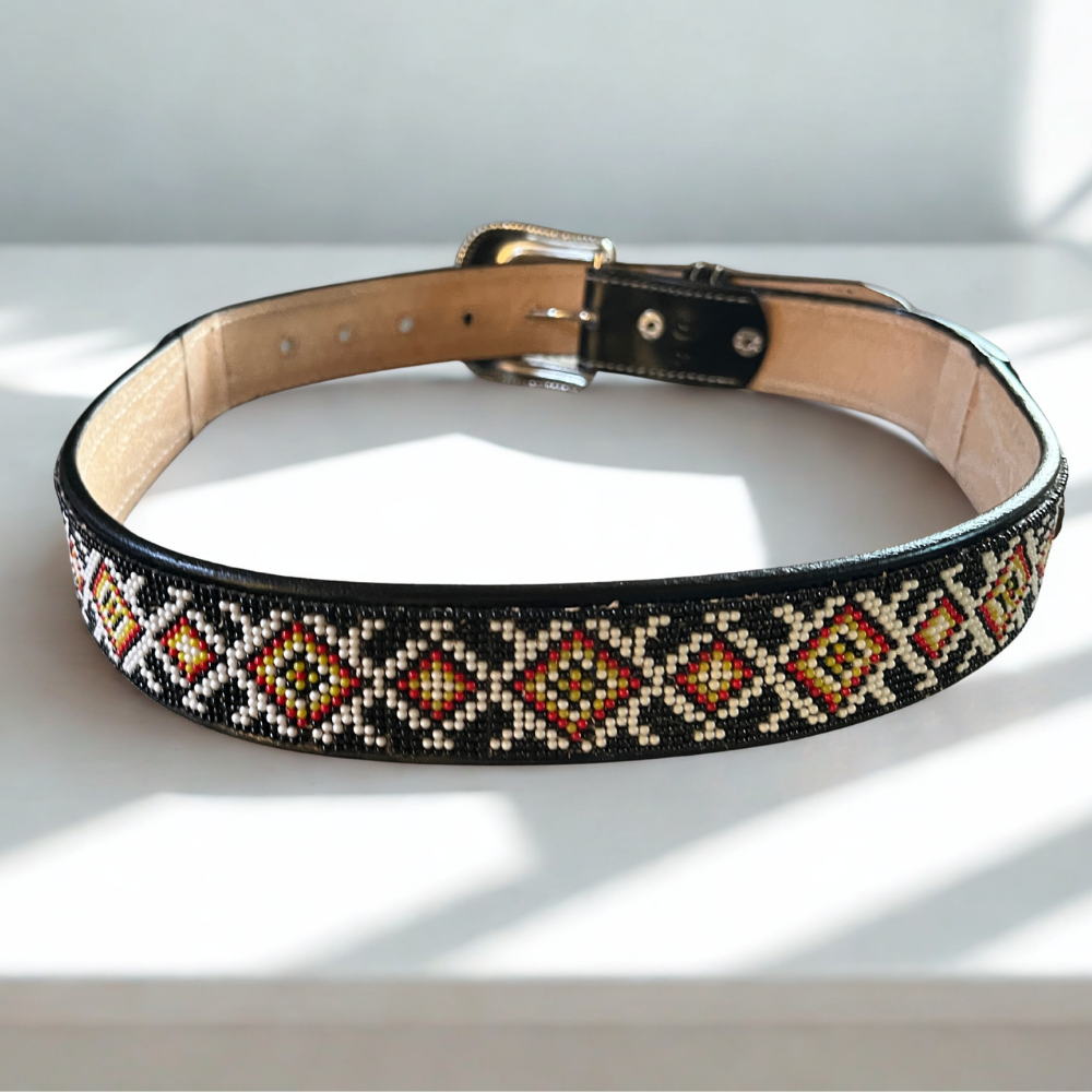 Fire Diamond Leather Cowboy Belt