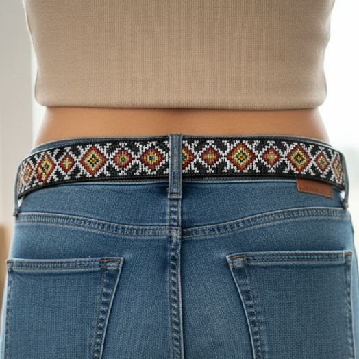 Fire Diamond Leather Cowboy Belt