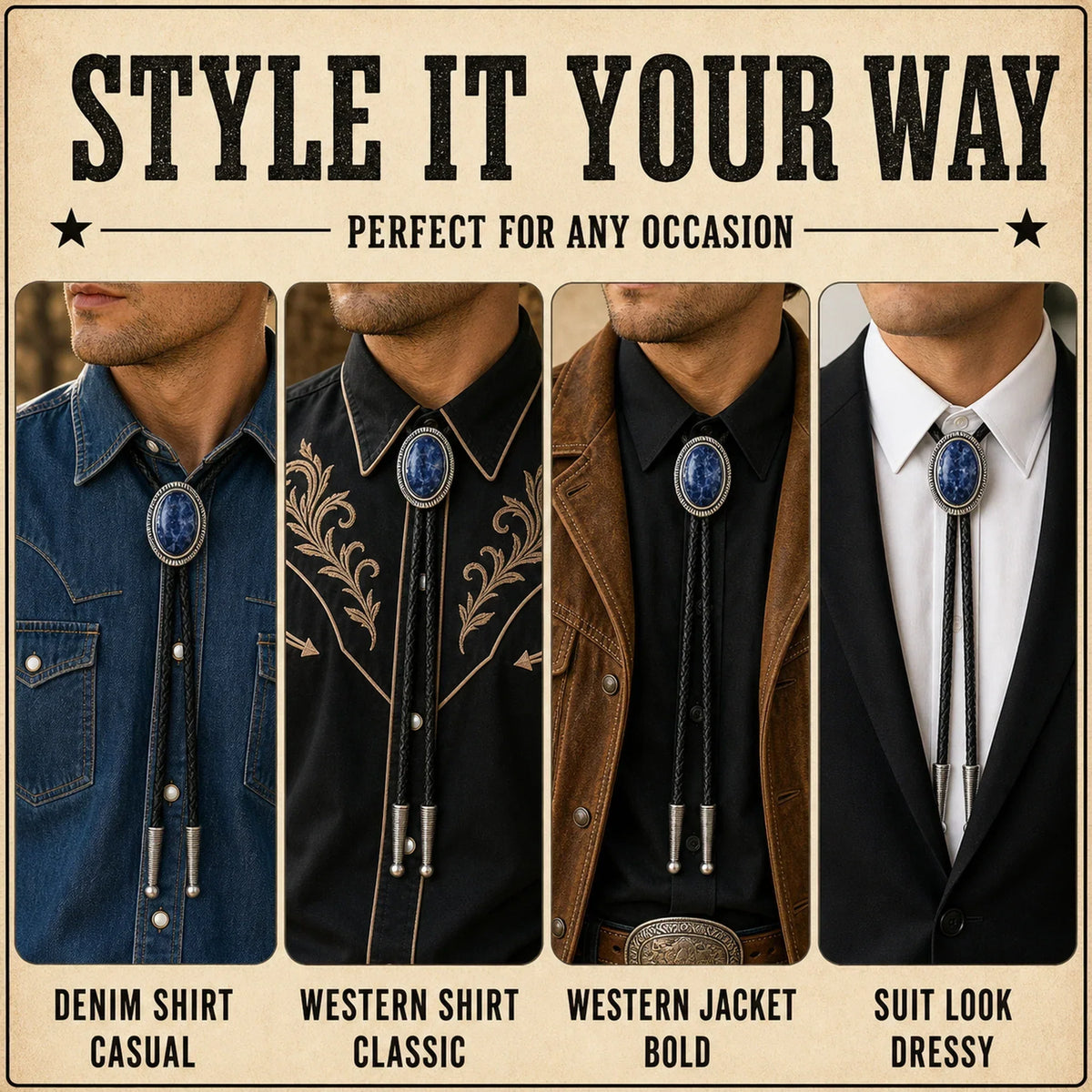 Blue Ridge Blue Stone Bolo Tie