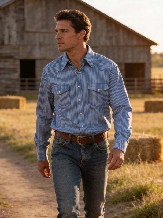 Western Classic - Cheyenne Stripe - Long Sleeve - Snaps - Classic Fit