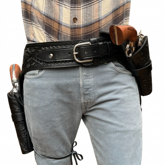 22 Double Western Holster Strong Side + CrossDraw- Black