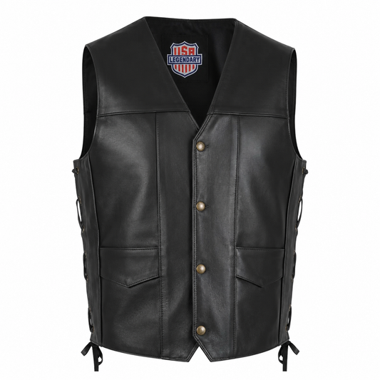 Legendary Dixon Men's Leather Motorcycle Vest