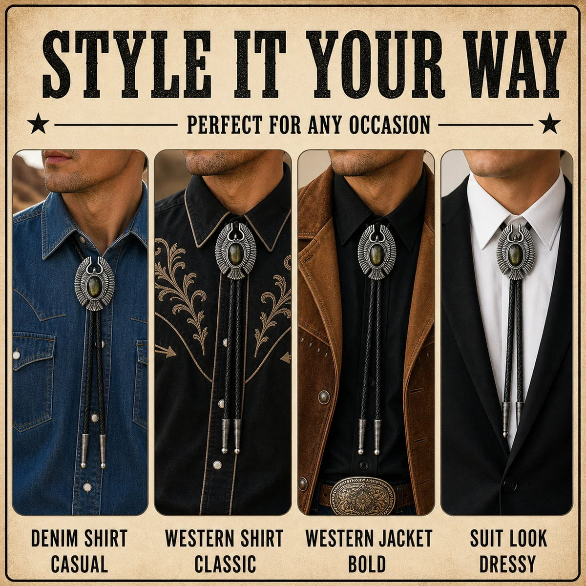 Eagle Wing Golden Obsidian Bolo Tie