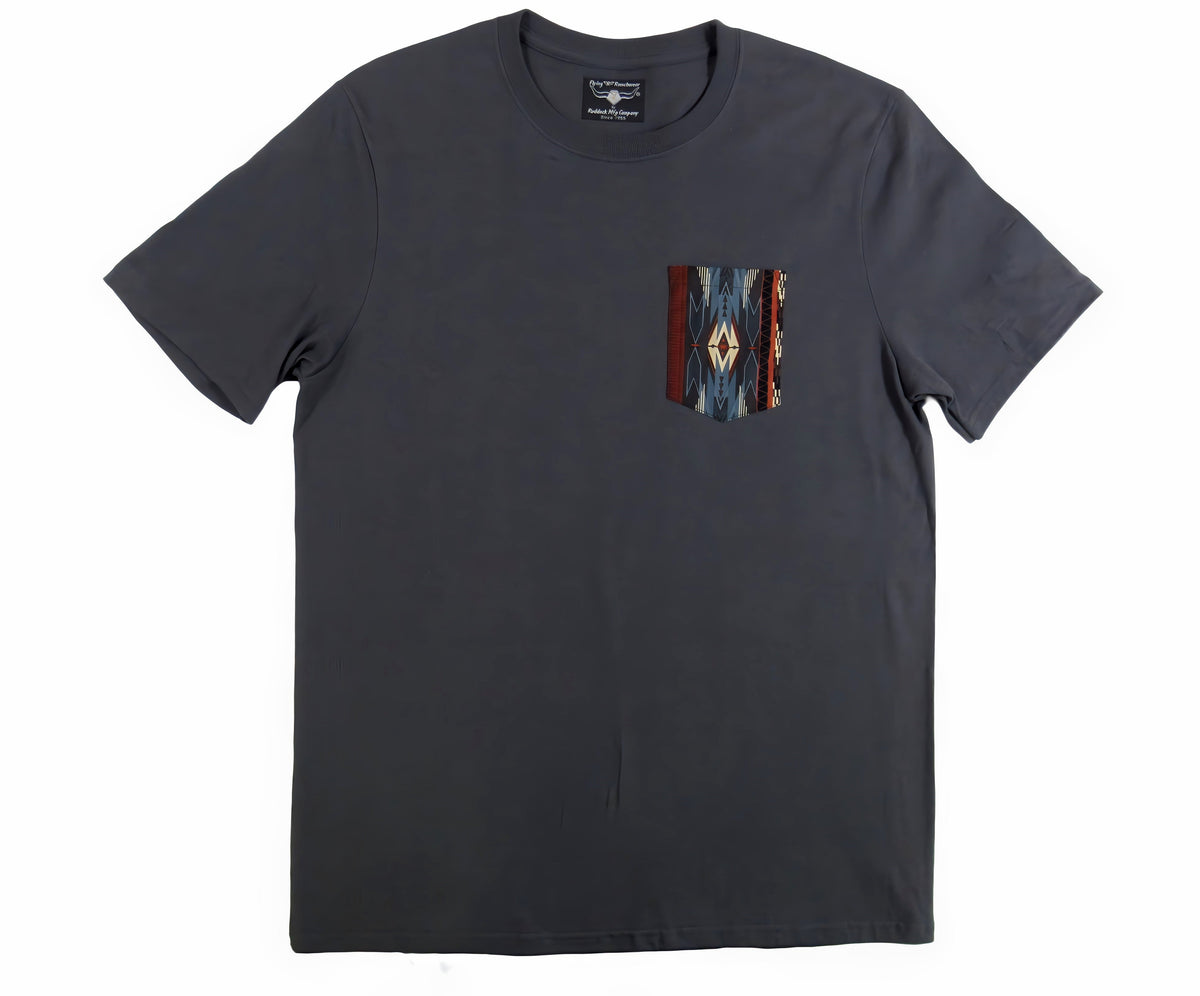 Flying R Ranchwear - Southwest Stripe Print - Gray Pocket T-shirt - Made in USA