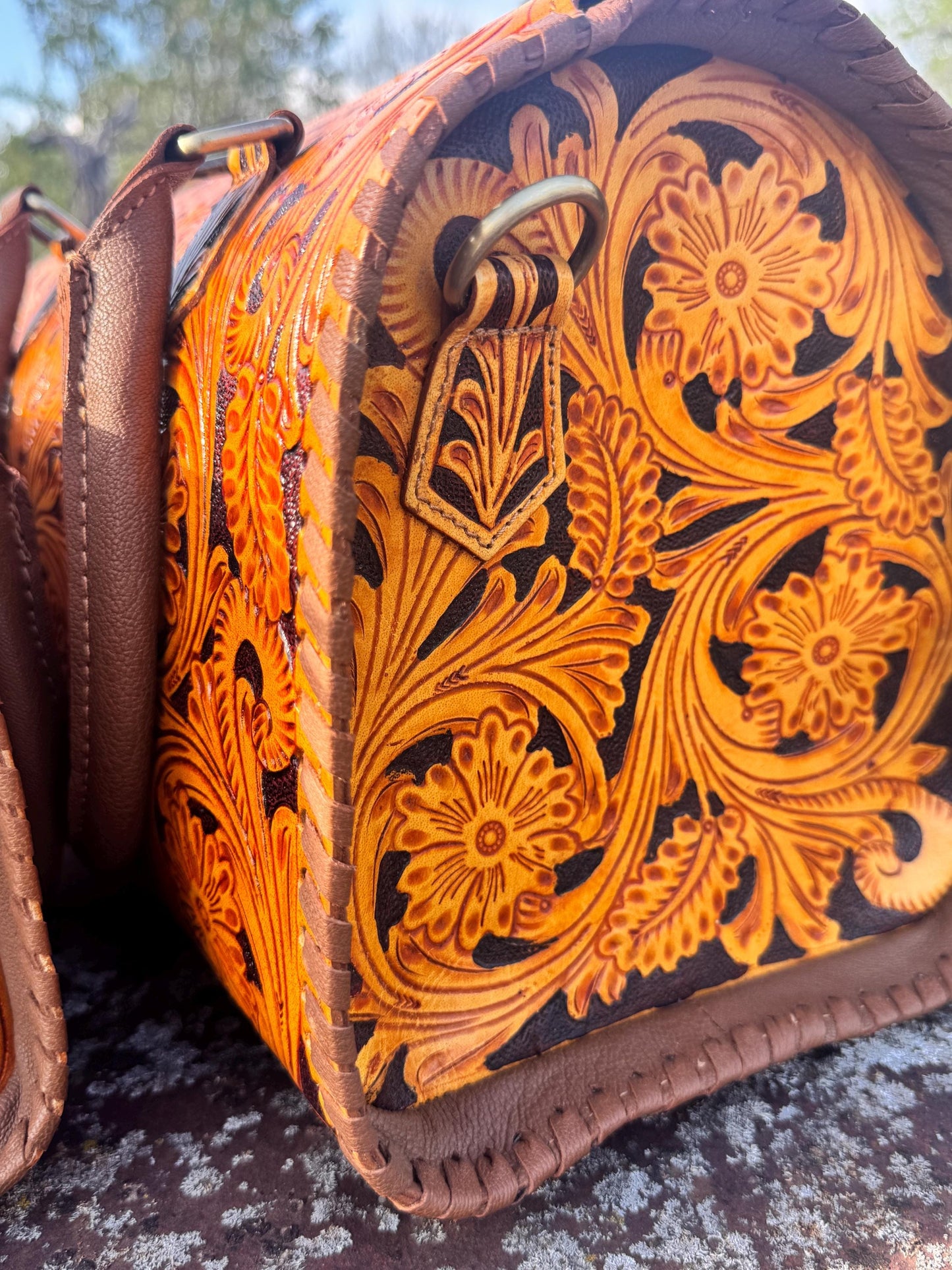 Sorrel Sunset Speedy Western Genuine Leather Barrel Bag Purse