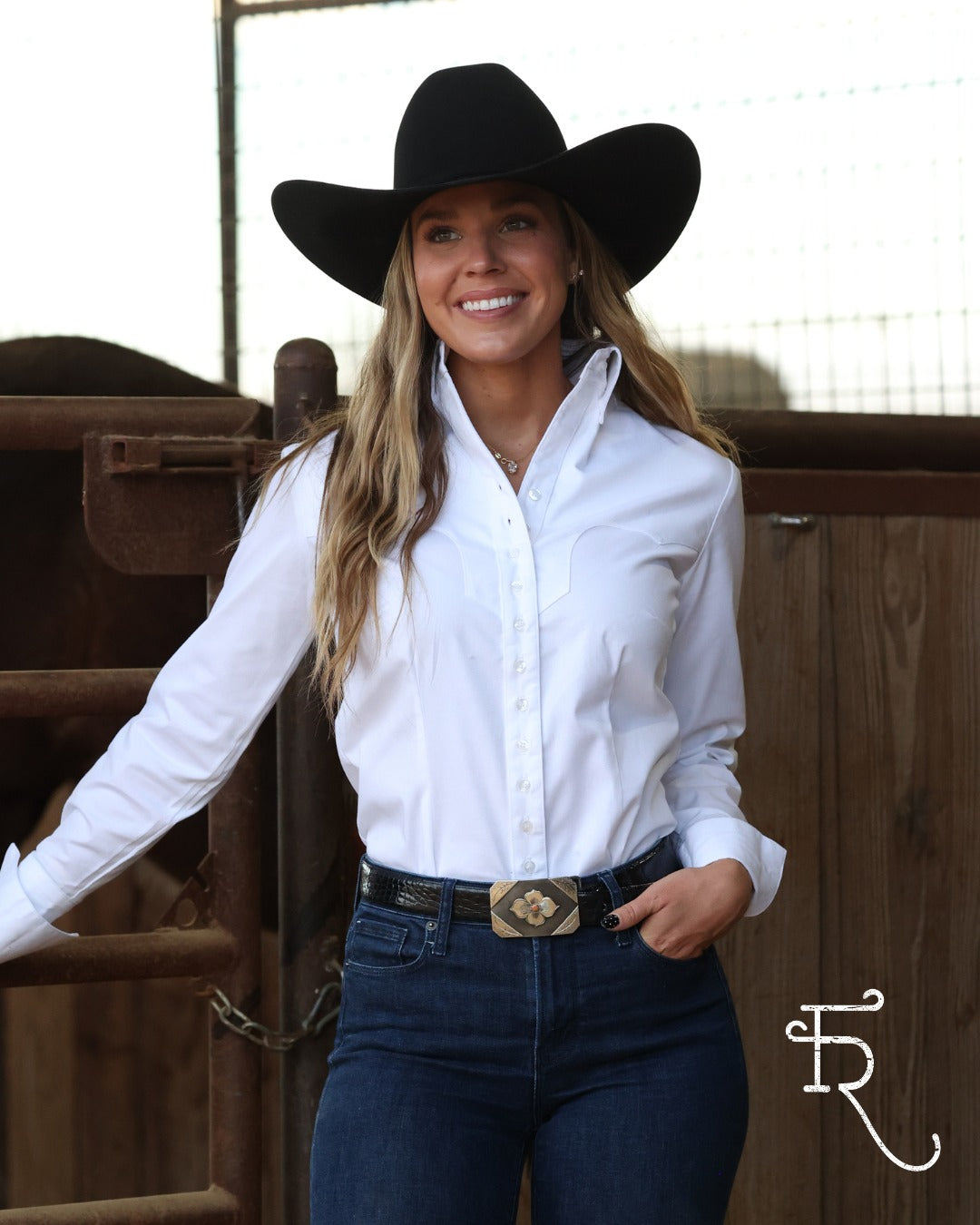 Solid White Stretch Women’s Western Shirt | OG Collection