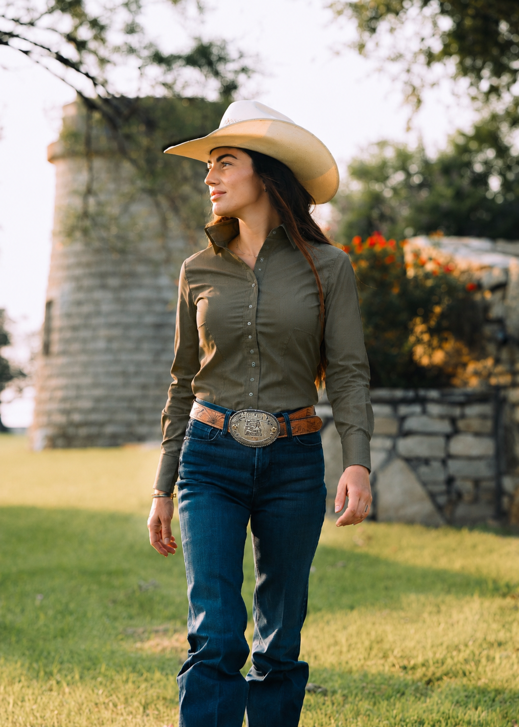 Loden Green Women's Western Shirt |  Cool Ride™ Performance Collection