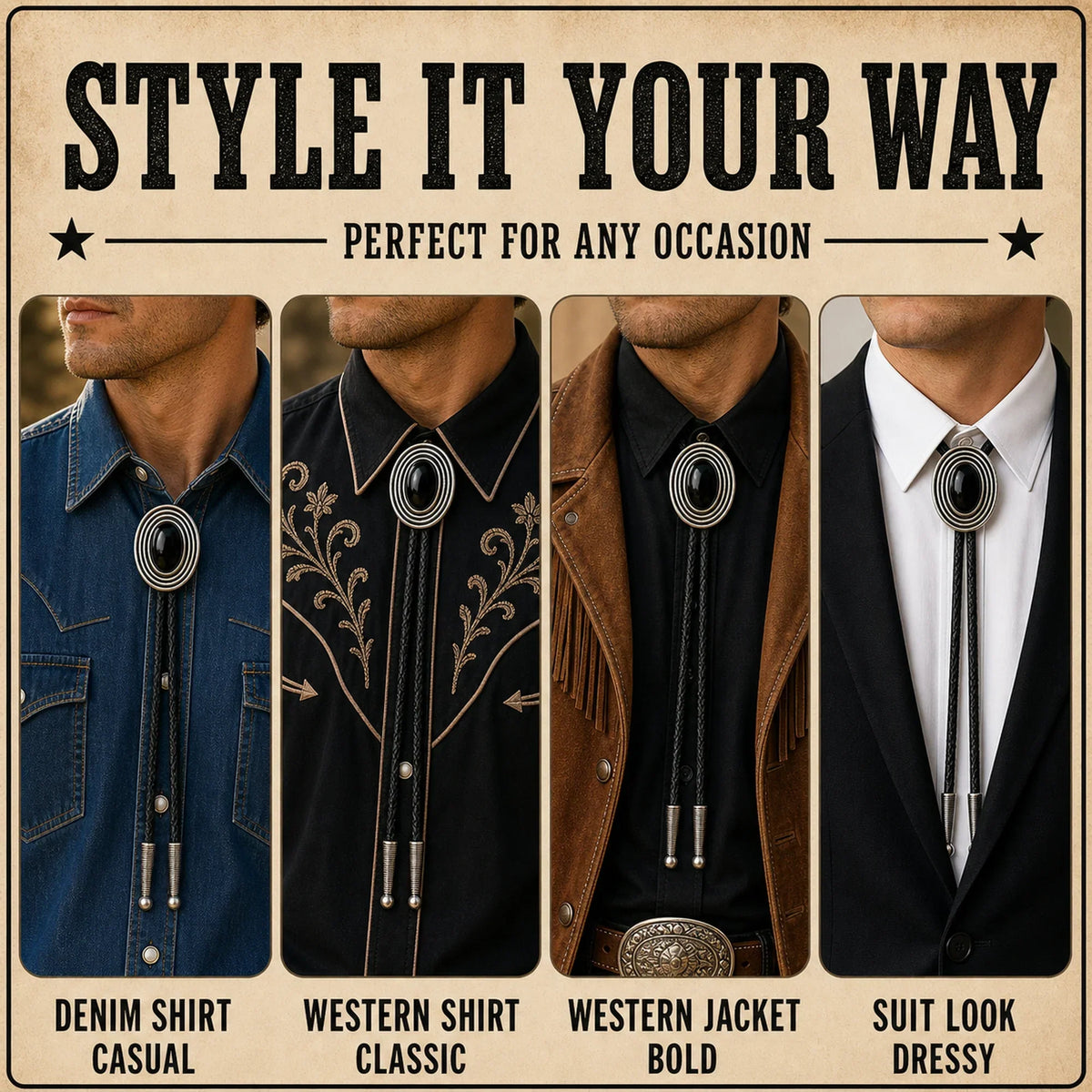 Orbit Black Obsidian Bolo Tie