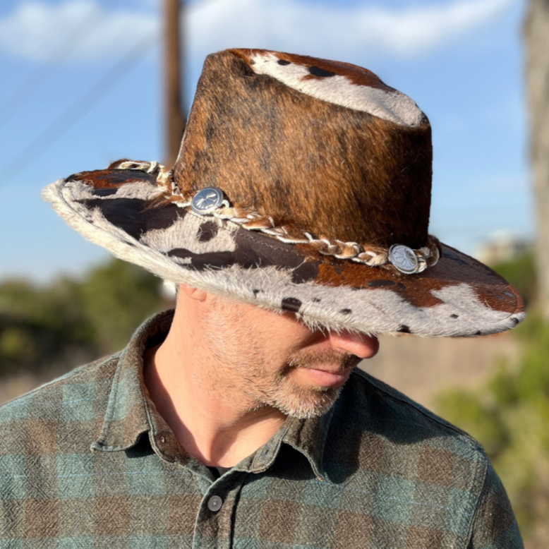 Cowhide Cowboy & Cowgirl Hat - REAL Cow Fur Leather – Baja Leather