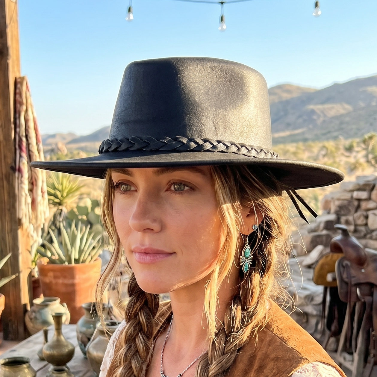Canyons Leather Rancher Hat - Black