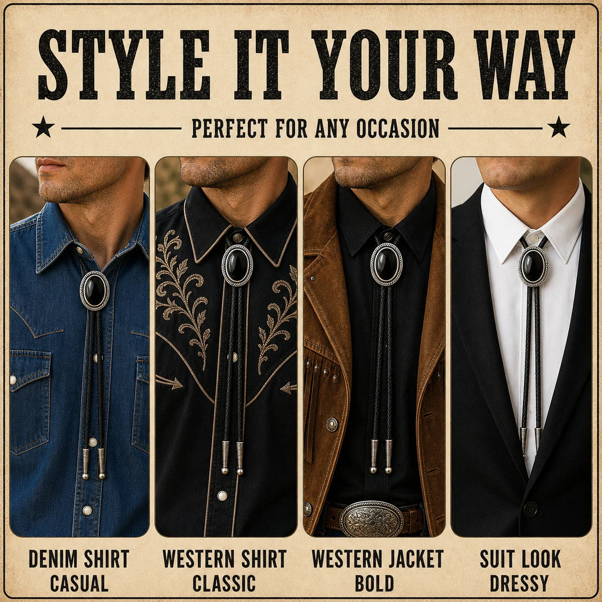 Silver Rope Black Obsidian Bolo Tie