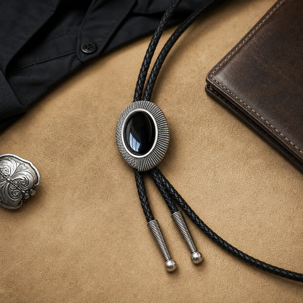 Solstice Black Obsidian Bolo Tie