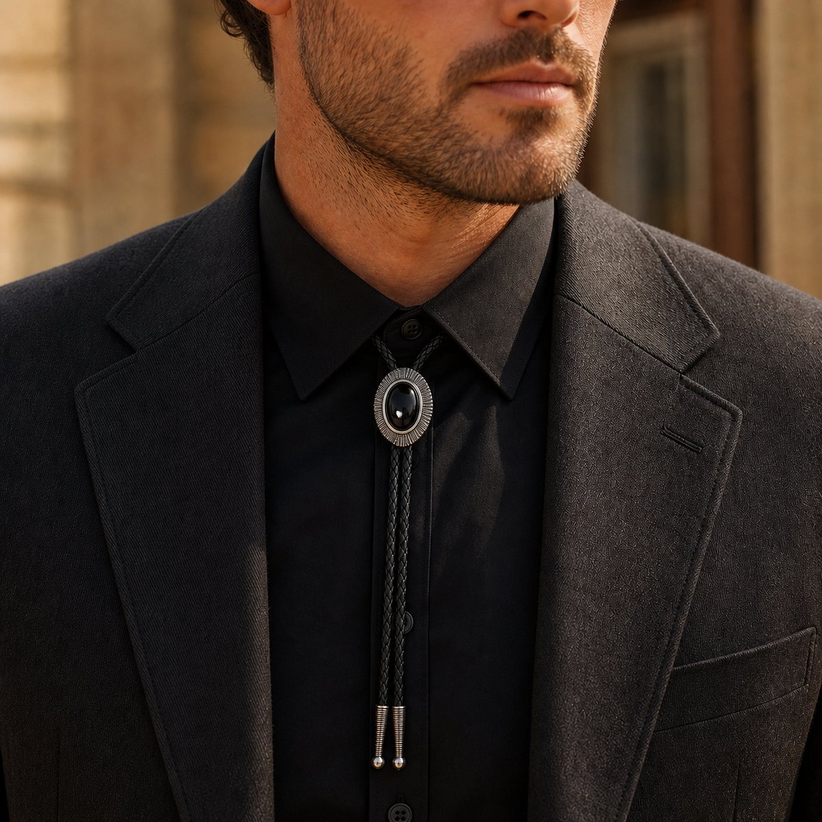 Solstice Black Obsidian Bolo Tie