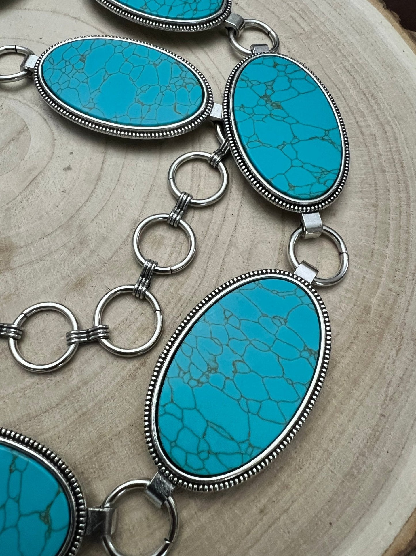 Turquoise Lynx Western Concho Belt - Small/Medium or Medium/Large